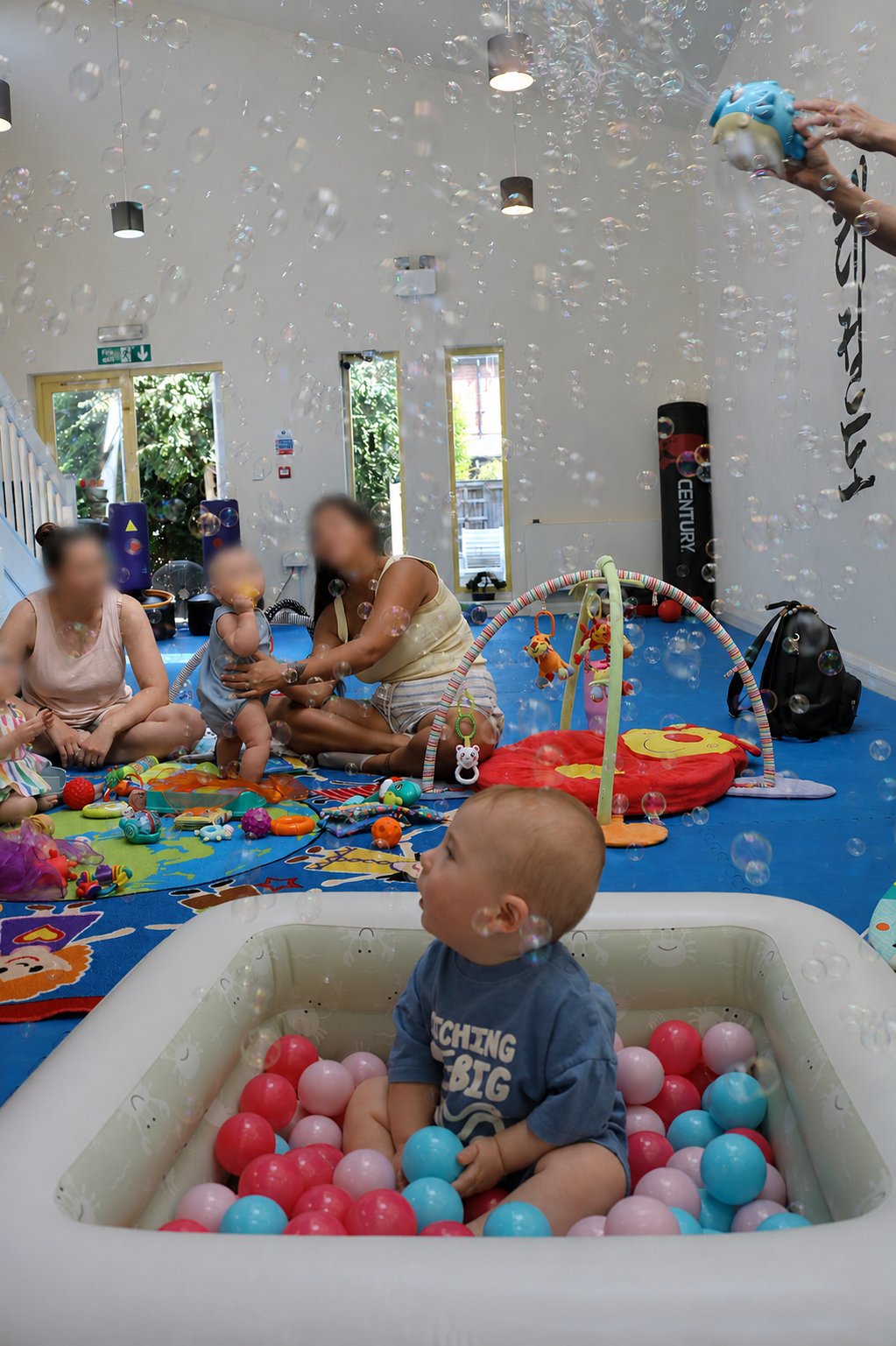 Baby enjoying bubbles during a Bright Start workshop